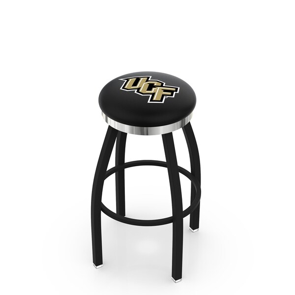 Holland Bar Stool Co 25" Blk Wrinkle Central Florida Swivel Bar Stool, Chrome Ring - L8B2C25CENFLA