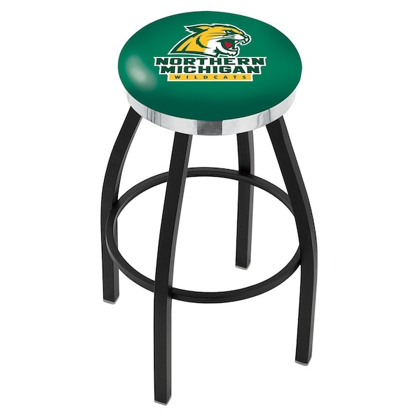 Holland Bar Stool Co 25" Blk Wrinkle Northern Michigan Swivel Bar Stool, Chrome Ring - L8B2C25NORMIC