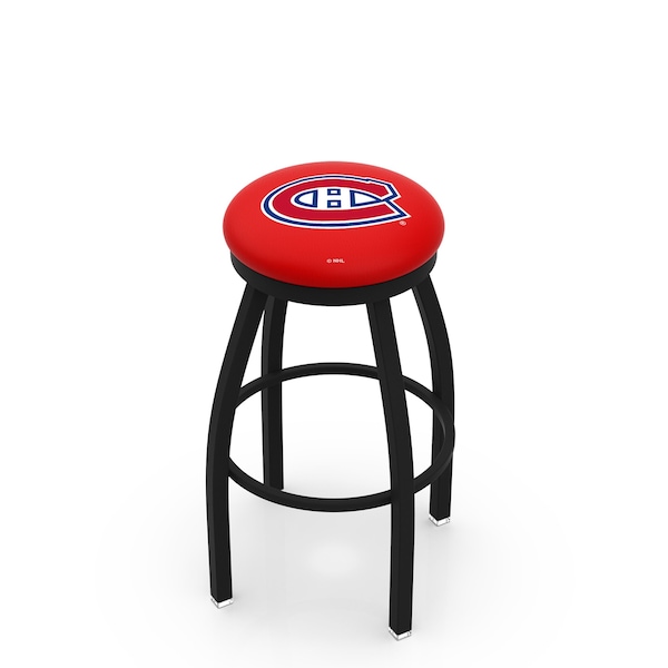 Holland Bar Stool Co 30" Blk Wrinkle Montreal Canadiens Swivel Bar Stool, Accent Ring - L8B2B30MONCAN