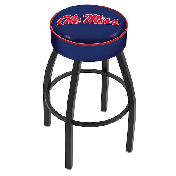 Holland Bar Stool Co 25" 4" Ole' Miss Cushion Seat, Blk Wrinkle Base Swivel Bar Stool - L8B125MSSPPU