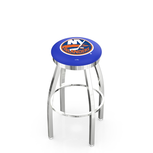 Holland Bar Stool Co 25" Chrome New York Islanders Swivel Bar Stool, Accent Ring - L8C2C25NYISLN