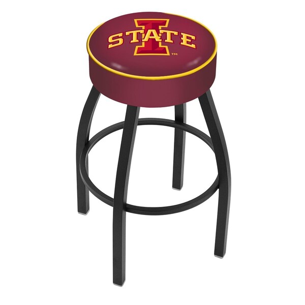 Holland Bar Stool Co 25" 4" Iowa State Cushion Seat, Blk Wrinkle Base Swivel Bar Stool - L8B125IOWAST