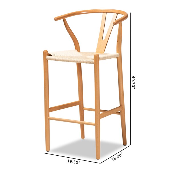 Baxton Studio Paxton Modern & Contemporary Natural Brown Finished Wood Bar Stool, PK2 - 201-2PC-12340