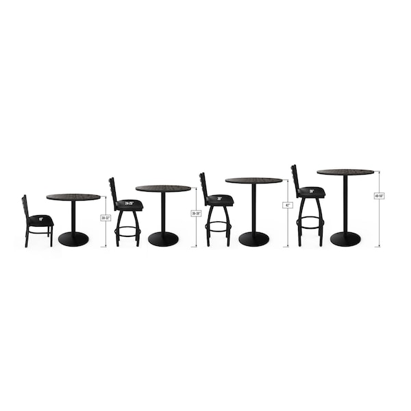 Holland Bar Stool Co 25" Blk Wrinkle U.S. Navy Swivel Bar Stool, Chrome Ring - L8B3C25NAVY