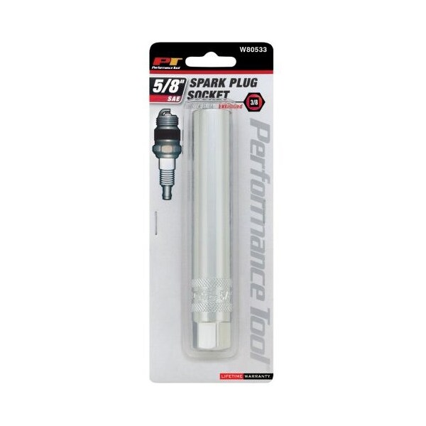 Performance Tool 3/8 In Dr. Long Spark Plug Socket 5/8 In, W80533 - W80533