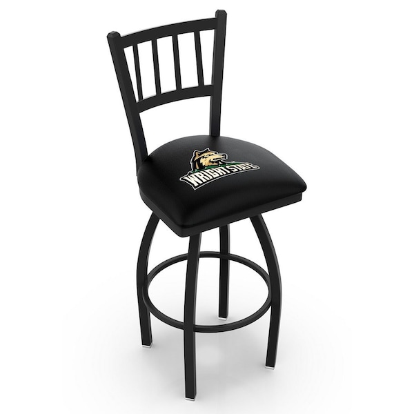 Holland Bar Stool Co 30" Blk Wrinkle Wright State Swivel Bar Stool, Jailhouse Back - L01830WRTSTU