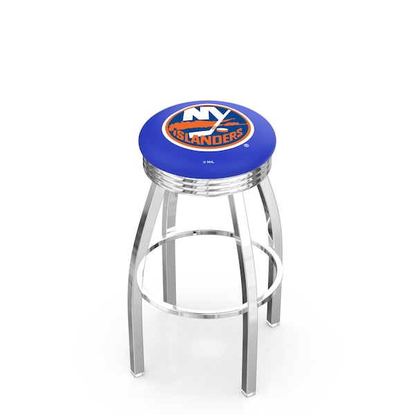 Holland Bar Stool Co 25" Chrome New York Islanders Swivel Bar Stool, Accent Ring - L8C3C25NYISLN