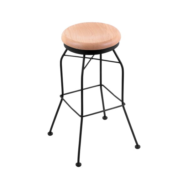 Holland Bar Stool Co 30" Swivel Bar Stool, Black Wrinkle, Nat Oak Seat - 302030BWNATOAK