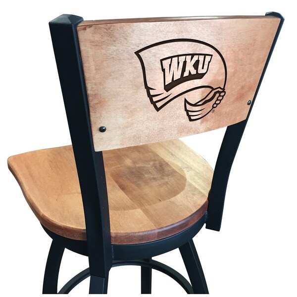 Holland Bar Stool Co 30" Blk Wrinkle Western Kentucky Swivel Bar Stool, Laser Engraved Back - L03830BWMEDMPLAWESTKYMEDMPL
