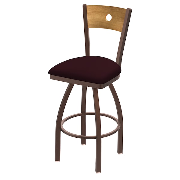 Holland Bar Stool Co 30" Swivel Counter Stool, Black Wrinkle, Med Back, Canter Bordeaux Seat - 83030BZMEDMPLB005