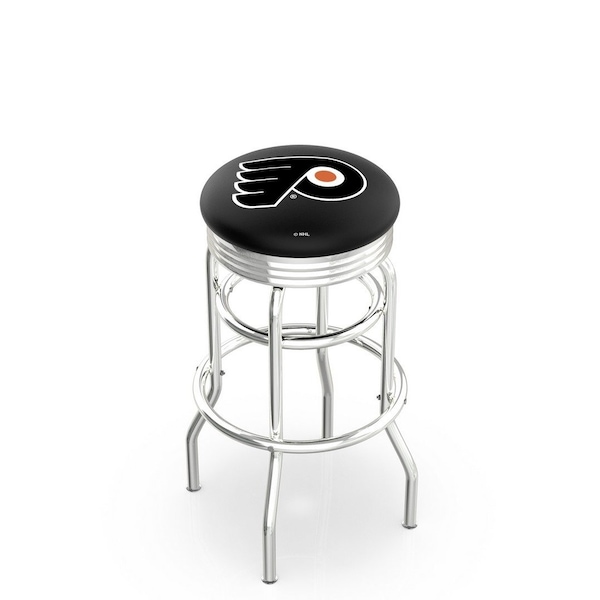 Holland Bar Stool Co 25" Chrome 2-Ring Philadelphia Flyers Swivel Bar Stool, Accent Ring - L7C3C25PHIFLY-B