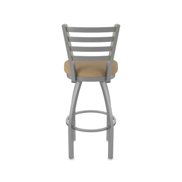 Holland Bar Stool Co OD410 Jackie Stainless Steel 36 Swivel Outdoor Bar Stool with Breeze Champagne Seat - OD41036SSOD005