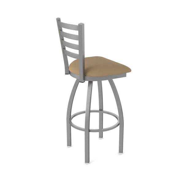 Holland Bar Stool Co OD410 Jackie Stainless Steel 36 Swivel Outdoor Bar Stool with Breeze Champagne Seat - OD41036SSOD005
