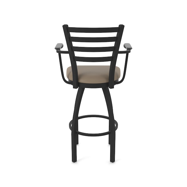 Holland Bar Stool Co Jackie with Arms 30 in. Swivel Bar Stool with Black Wrinkle Finish and Canter Earth Seat - 415