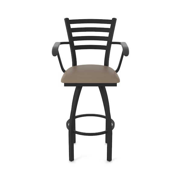 Holland Bar Stool Co Jackie with Arms 30 in. Swivel Bar Stool with Black Wrinkle Finish and Canter Earth Seat - 415