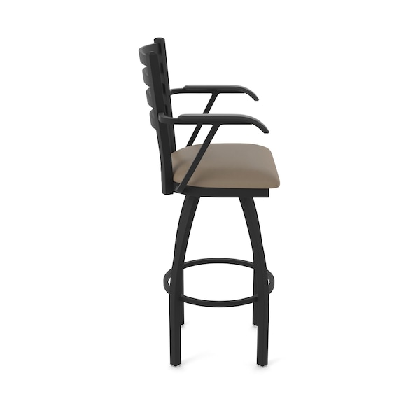 Holland Bar Stool Co Jackie with Arms 30 in. Swivel Bar Stool with Black Wrinkle Finish and Canter Earth Seat - 415