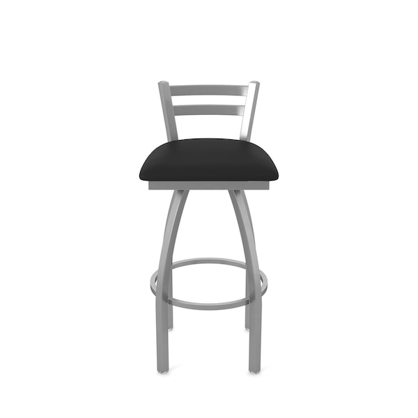 Holland Bar Stool Co OD411 Jackie Low Back Stainless Steel 30 Swivel Outdoor Bar Stool with Breeze Black Seat - OD41130SSOD004