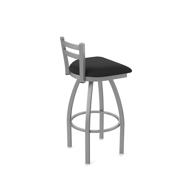 Holland Bar Stool Co OD411 Jackie Low Back Stainless Steel 30 Swivel Outdoor Bar Stool with Breeze Black Seat - OD41130SSOD004