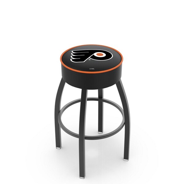 Holland Bar Stool Co 25" Philadelphia Flyers Cushion Seat, Blk Wrinkle Base Swivel Bar Stool - L8B125PHIFLY-B