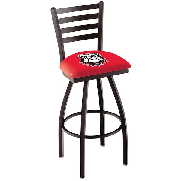 Holland Bar Stool Co 30" Blk Wrinkle Georgia "Bulldog" Swivel Bar Stool, Ladder Back - L01430GA-DOG