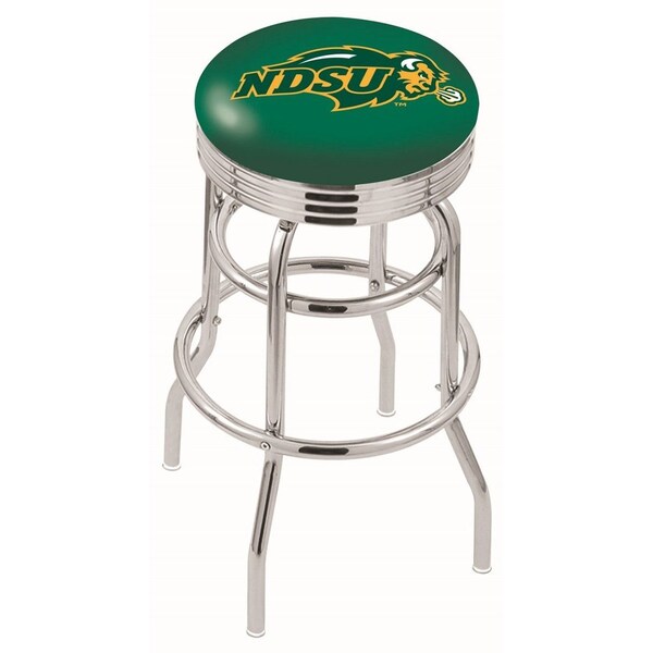 Holland Bar Stool Co 30" Chrome 2-Ring North Dakota State Swivel Bar Stool, Accent Ring - L7C3C30NDAKST-G