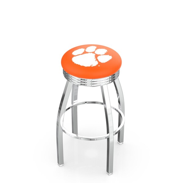 Holland Bar Stool Co 25" Chrome Clemson Swivel Bar Stool, Accent Ring - L8C3C25CLMSON