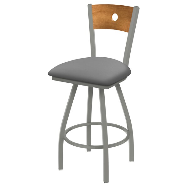 Holland Bar Stool Co 30" Swivel Counter Stool, SS Finish, Med Back, Canter Grey Seat - 83036ANMEDMPLB007