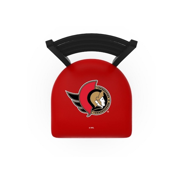Holland Bar Stool Co 25" Blk Wrinkle Ottawa Senators Swivel Bar Stool, Ladder Back - L01425OTTSEN