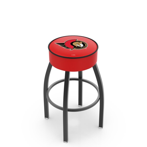 Holland Bar Stool Co 30" 4" Ottawa Senators Cushion Seat, Blk Wrinkle Base Swivel Bar Stool - L8B130OTTSEN