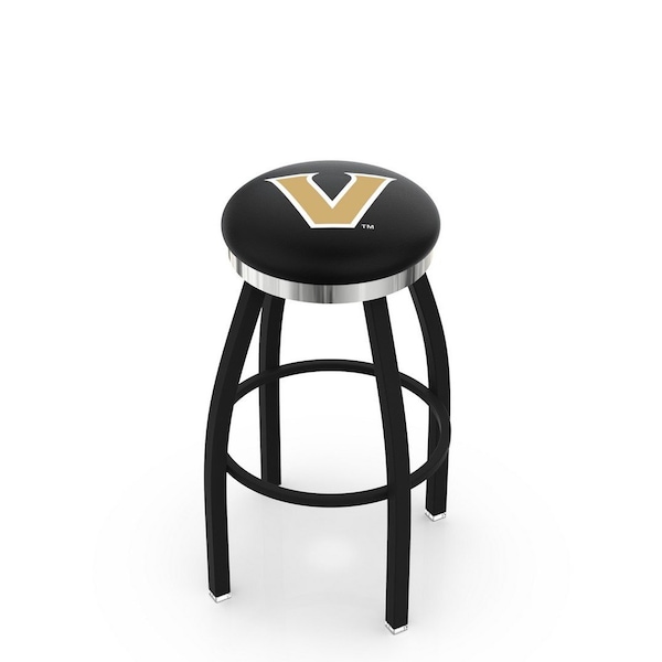 Holland Bar Stool Co 30" Blk Wrinkle Vanderbilt Swivel Bar Stool, Chrome Ring - L8B2C30VANDER