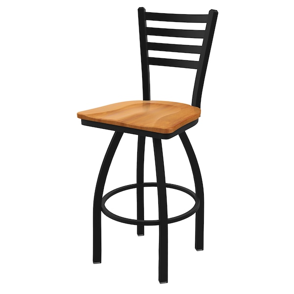 Holland Bar Stool Co 30" Swivel Bar Stool, Black Wrinkle, Med Maple Seat - 41030BWMEDMPL