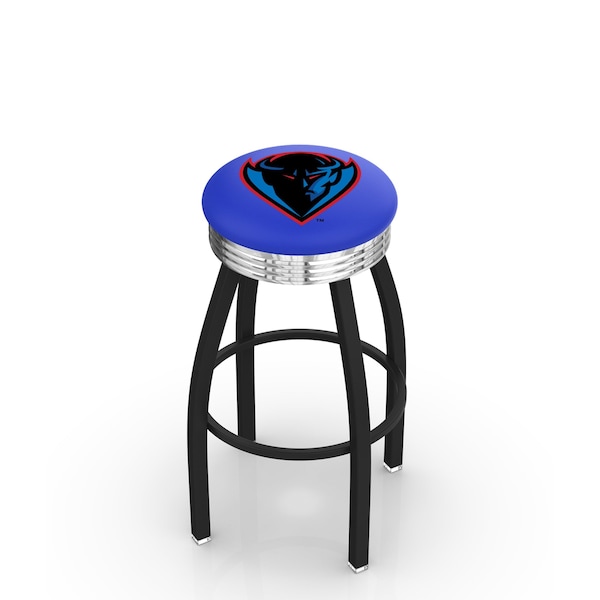Holland Bar Stool Co 30" Blk Wrinkle DePaul Swivel Bar Stool, Chrome Ring - L8B3C30DEPAUL