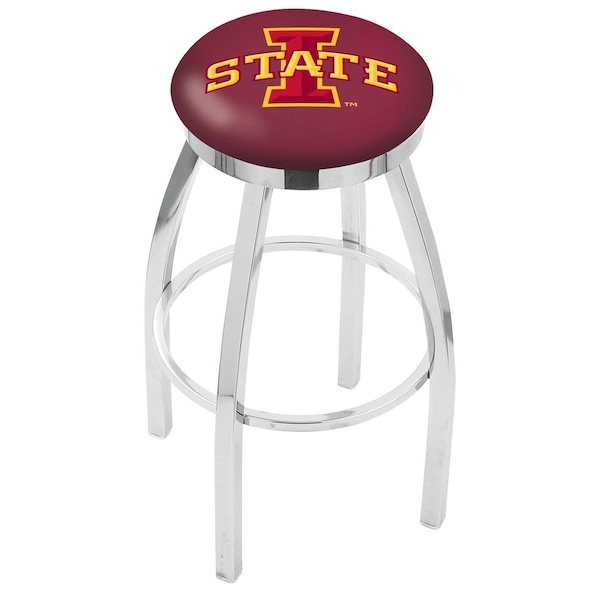 Holland Bar Stool Co 30" Chrome Iowa State Swivel Bar Stool, Accent Ring - L8C2C30IOWAST