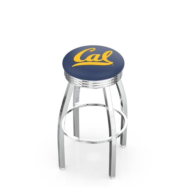 Holland Bar Stool Co 25" Chrome Cal Swivel Bar Stool, Accent Ring - L8C3C25CAL-UN