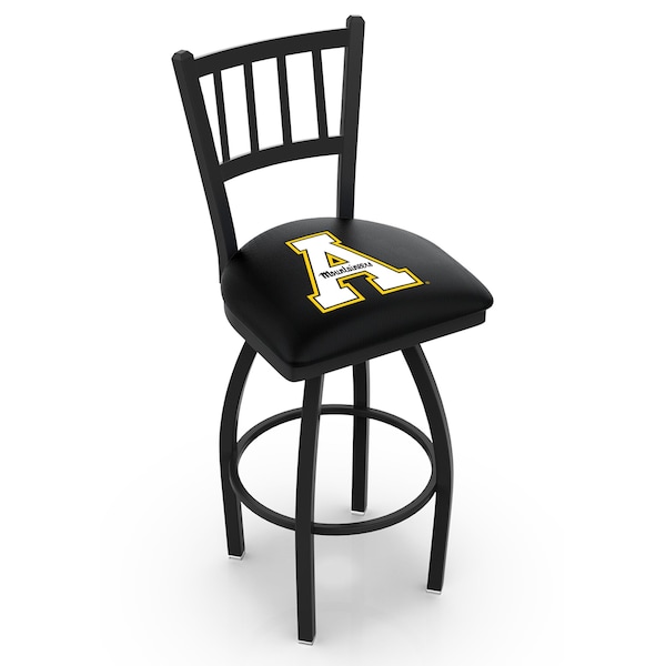 Holland Bar Stool Co 30" Blk Wrinkle Appalachian State Swivel Bar Stool, Jailhouse Back - L01830APPSTU