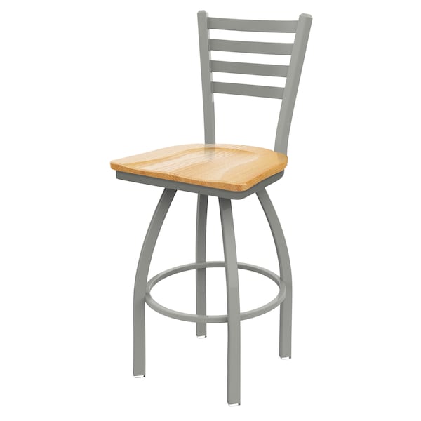 Holland Bar Stool Co 30" Swivel Bar Stool, Nickel Finish, Nat Oak Seat - 41030ANNATOAK