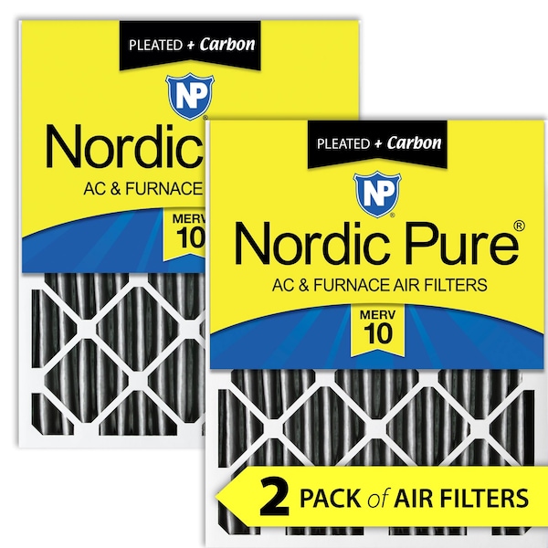Nordic Pure 20x24x4 Plus Carbon Pleated Air Filter, High Capacity, MERV 10, 2 PK - 20X24X4PM10C-2