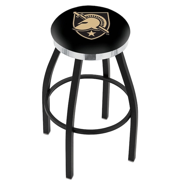 Holland Bar Stool Co 30" Blk Wrinkle US Military Academy ARMY Swivel Bar Stool, Chrome Ring - L8B2C30USMILA