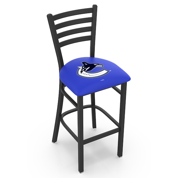 Holland Bar Stool Co 30" Blk Wrinkle Vancouver Canucks Stationary Bar Stool, Ladder Back - L00430VANCAN