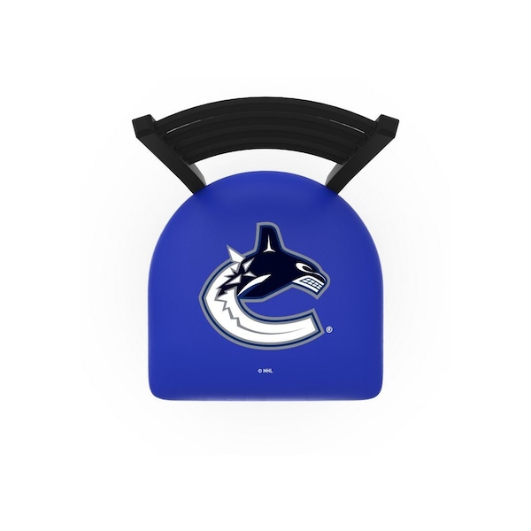 Holland Bar Stool Co 30" Blk Wrinkle Vancouver Canucks Stationary Bar Stool, Ladder Back - L00430VANCAN