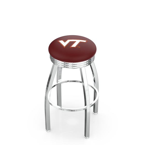 Holland Bar Stool Co 25" Chrome Virginia Tech Swivel Bar Stool, Accent Ring - L8C3C25VATECH
