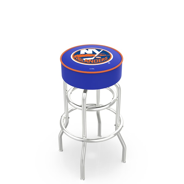 Holland Bar Stool Co 30" New York Islanders Cushion Seat, 2-Ring Chrome Swivel Bar Stool - L7C130NYISLN