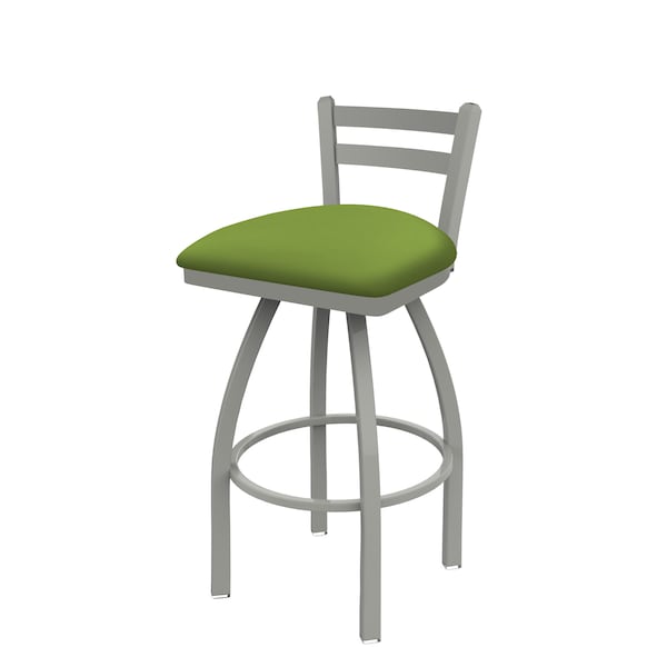 Holland Bar Stool Co 30" Low Back Swivel Bar Stool, Nickel Finish, Canter Kiwi Green Seat - 41130AN009