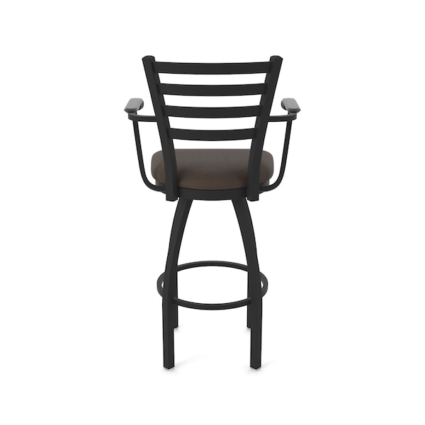 Holland Bar Stool Co Jackie with Arms 36 in. Swivel Bar Stool with Black Wrinkle Finish and Rein Coffee Seat - 415