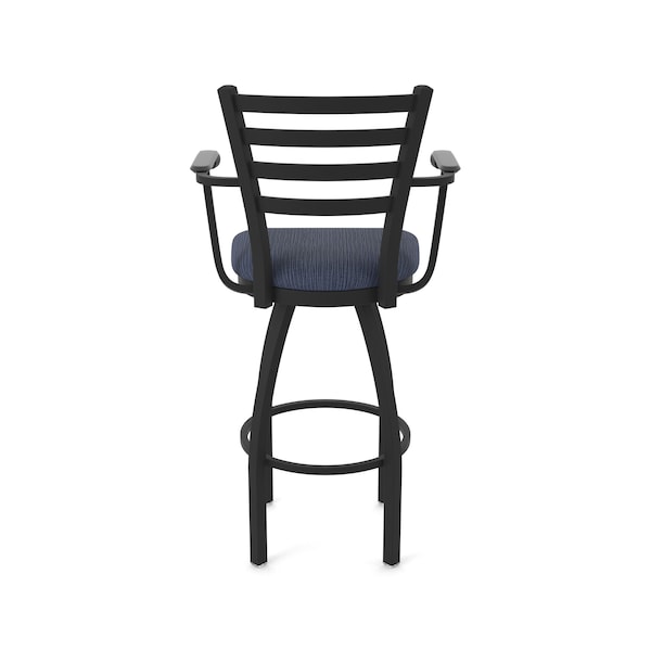 Holland Bar Stool Co Jackie with Arms 36 in. Swivel Bar Stool with Black Wrinkle Finish and Graph Anchor Seat - 415