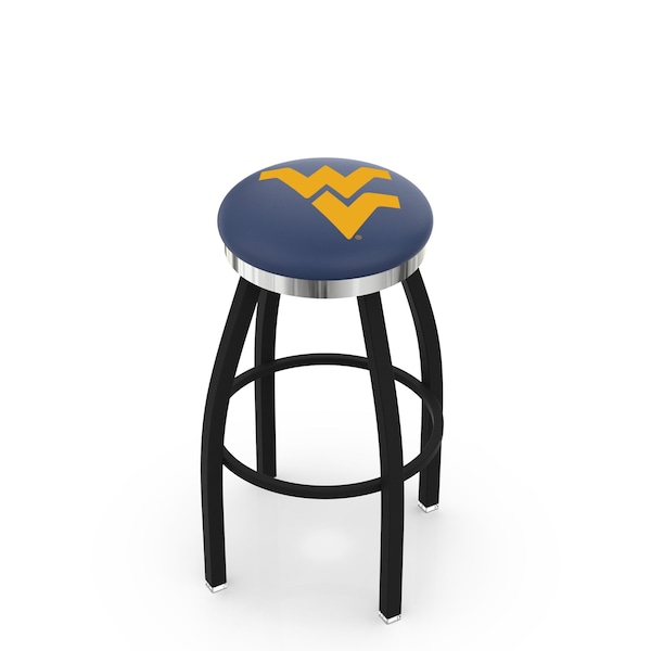 Holland Bar Stool Co 30" Blk Wrinkle West Virginia Swivel Bar Stool, Chrome Ring - L8B2C30WESTVA