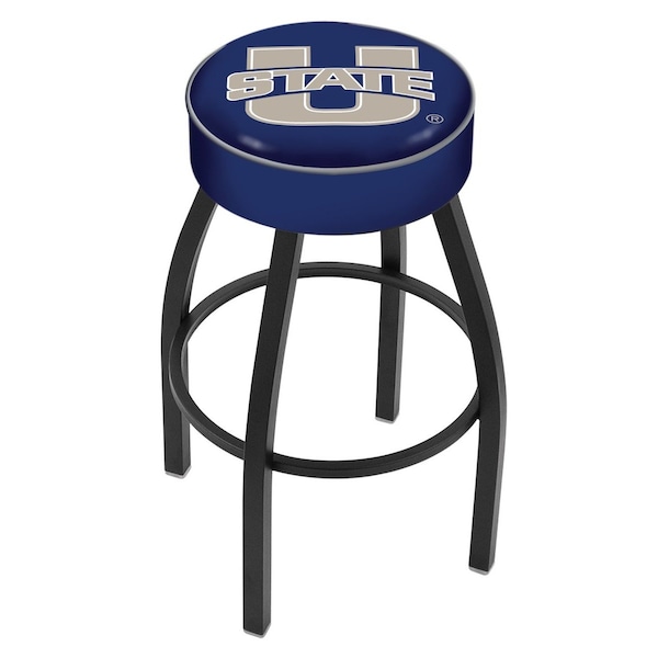 Holland Bar Stool Co 30" 4" Utah State Cushion Seat, Blk Wrinkle Base Swivel Bar Stool - L8B130UTAHST