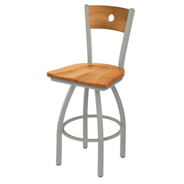 Holland Bar Stool Co 30" Swivel Counter Stool, Nickel Finish, Med Back, Med Maple Seat - 83030ANMEDMPLBMEDMPL