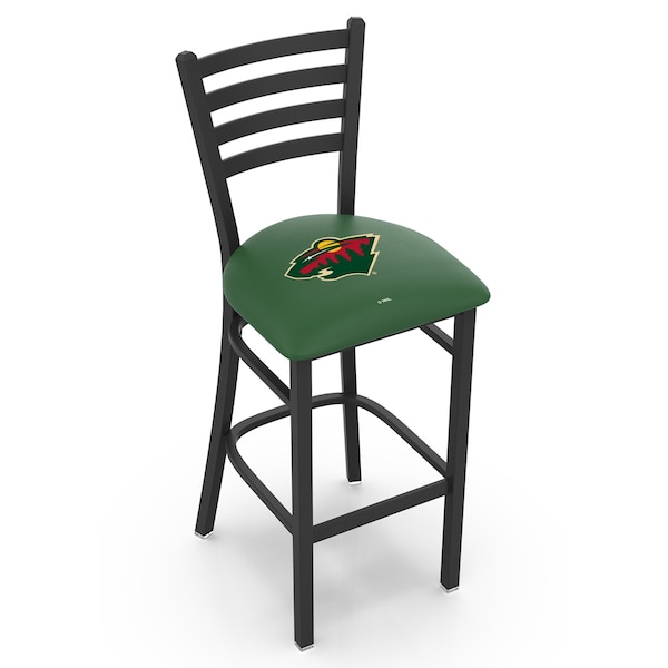 Holland Bar Stool Co 30" Blk Wrinkle Minnesota Wild Stationary Bar Stool, Ladder Back - L00430MINWLD