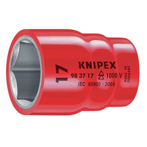 Knipex 3/8 in Drive, 17mm 6 pt Metric Socket, 6 Points - 98 37 17